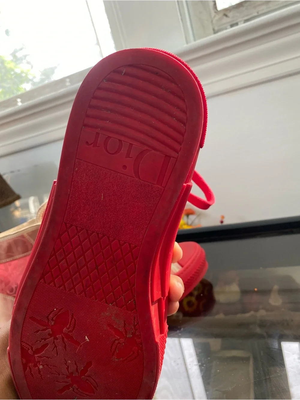 Dior Red Transparent High-Top Sneakers